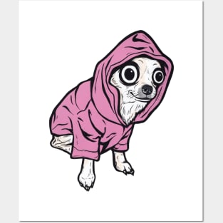 Pink Chihuahua Hoodie Posters and Art